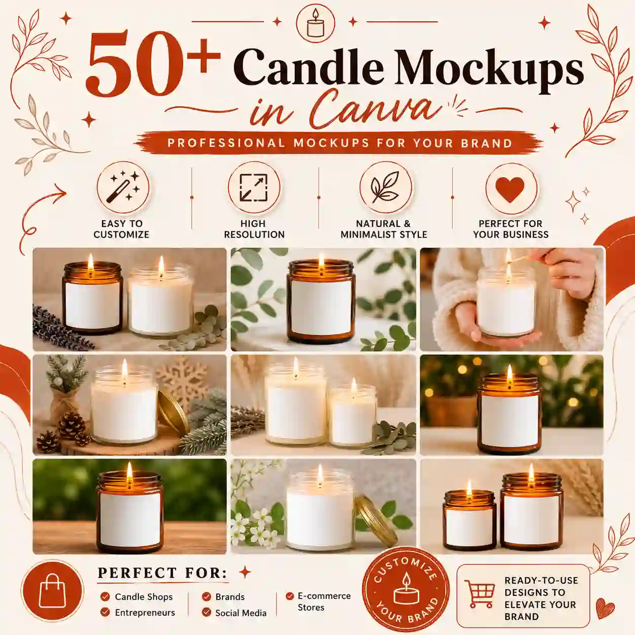 50+ premium candle mockups collection